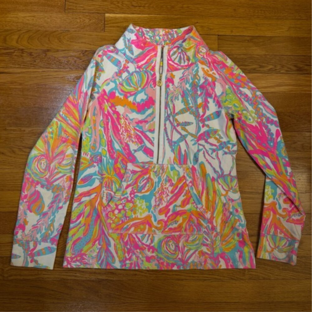 Lilly Pulitzer Skipper Popover 1/2 Zip Scuba to Cuba Resort Multi - Size Small